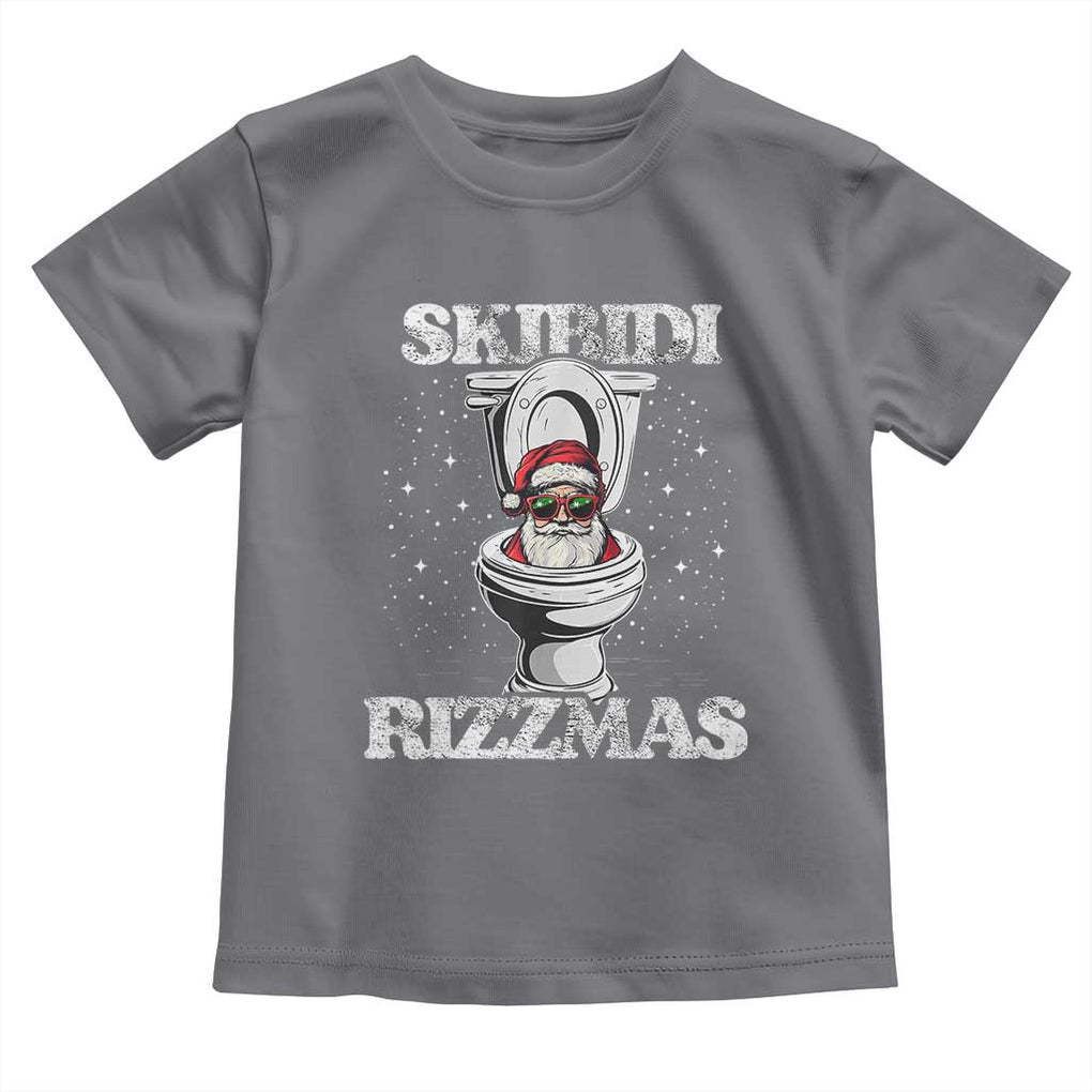 Funny Christmas Toddler T Shirt Skibidi Rizzmas Rizz Santa Toilet Kid Cool TS10 Charcoal Print Your Wear