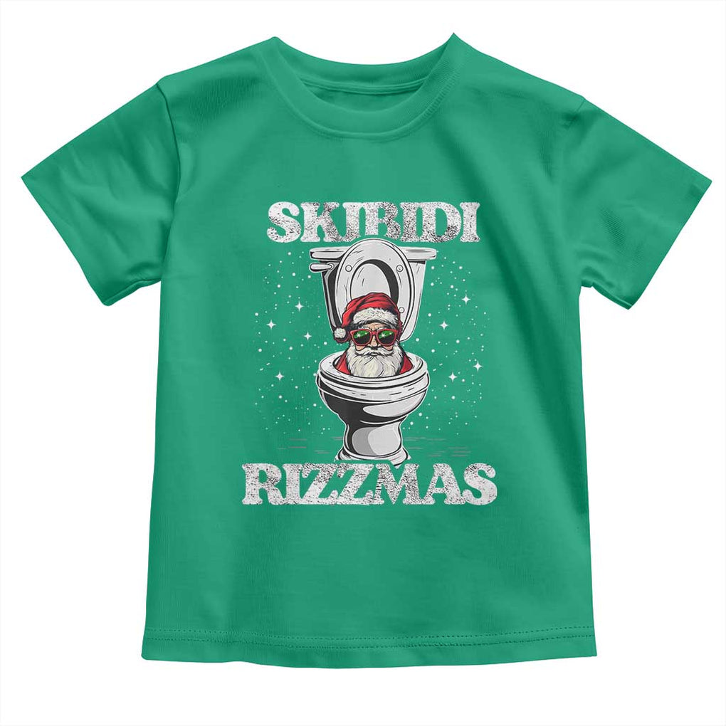 Funny Christmas Toddler T Shirt Skibidi Rizzmas Rizz Santa Toilet Kid Cool TS10 Irish Green Print Your Wear