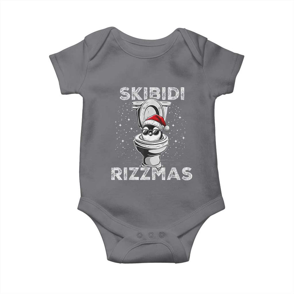 Funny Christmas Baby Onesie Skibidi Rizzmas Rizz Santa Toilet Penguin Kid Cool TS10 Charcoal Print Your Wear