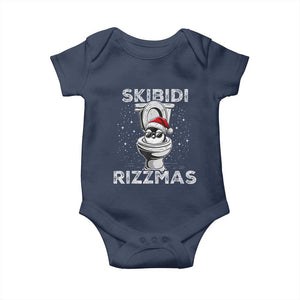 Funny Christmas Baby Onesie Skibidi Rizzmas Rizz Santa Toilet Penguin Kid Cool TS10 Navy Print Your Wear
