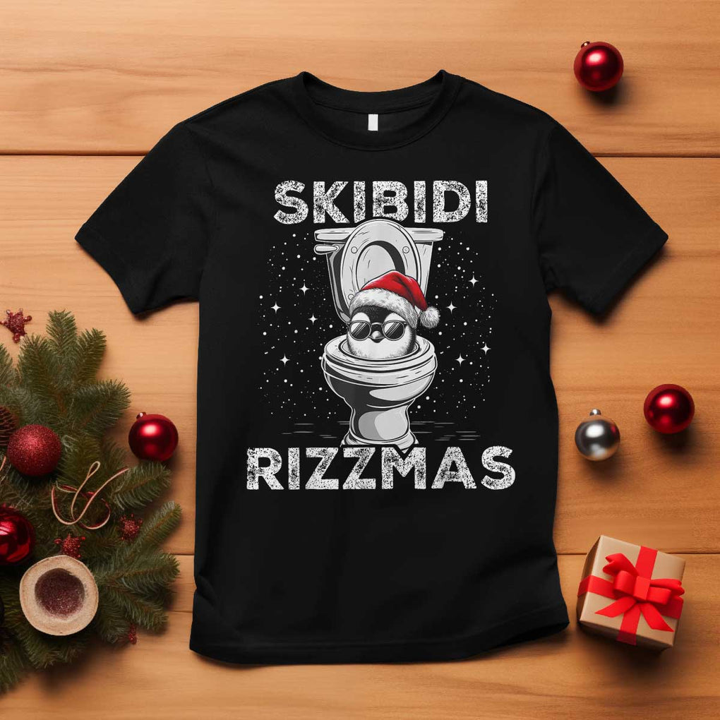 Funny Christmas T Shirt Skibidi Rizzmas Rizz Santa Toilet Penguin Kid Cool TS10 Black Print Your Wear