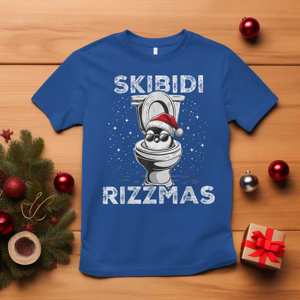 Funny Christmas T Shirt Skibidi Rizzmas Rizz Santa Toilet Penguin Kid Cool TS10 Royal Blue Print Your Wear