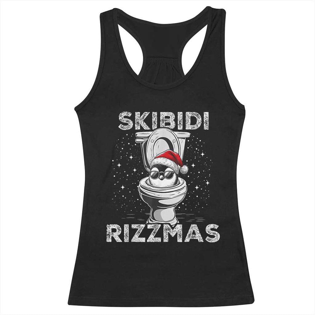 Funny Christmas Racerback Tank Top Skibidi Rizzmas Rizz Santa Toilet Penguin Kid Cool TS10 Black Print Your Wear