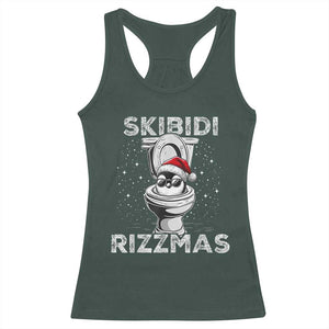 Funny Christmas Racerback Tank Top Skibidi Rizzmas Rizz Santa Toilet Penguin Kid Cool TS10 Dark Forest Green Print Your Wear