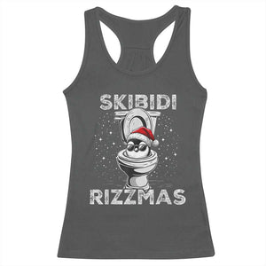 Funny Christmas Racerback Tank Top Skibidi Rizzmas Rizz Santa Toilet Penguin Kid Cool TS10 Dark Heather Print Your Wear