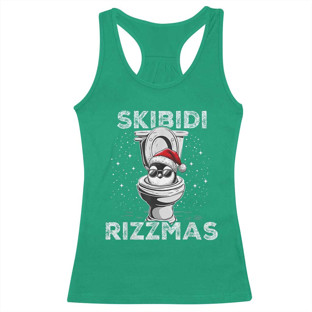 Funny Christmas Racerback Tank Top Skibidi Rizzmas Rizz Santa Toilet Penguin Kid Cool TS10 Irish Green Print Your Wear