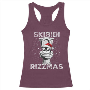 Funny Christmas Racerback Tank Top Skibidi Rizzmas Rizz Santa Toilet Penguin Kid Cool TS10 Maroon Print Your Wear