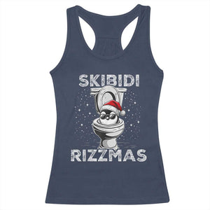 Funny Christmas Racerback Tank Top Skibidi Rizzmas Rizz Santa Toilet Penguin Kid Cool TS10 Navy Print Your Wear