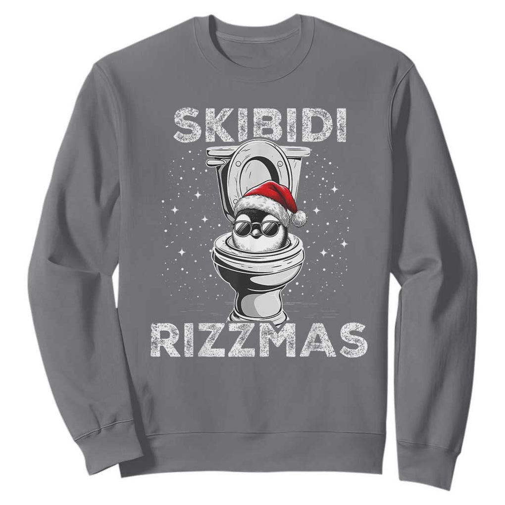 Funny Christmas Sweatshirt Skibidi Rizzmas Rizz Santa Toilet Penguin Kid Cool TS10 Charcoal Print Your Wear
