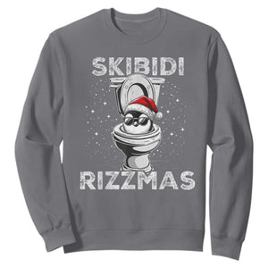 Funny Christmas Sweatshirt Skibidi Rizzmas Rizz Santa Toilet Penguin Kid Cool TS10 Charcoal Print Your Wear