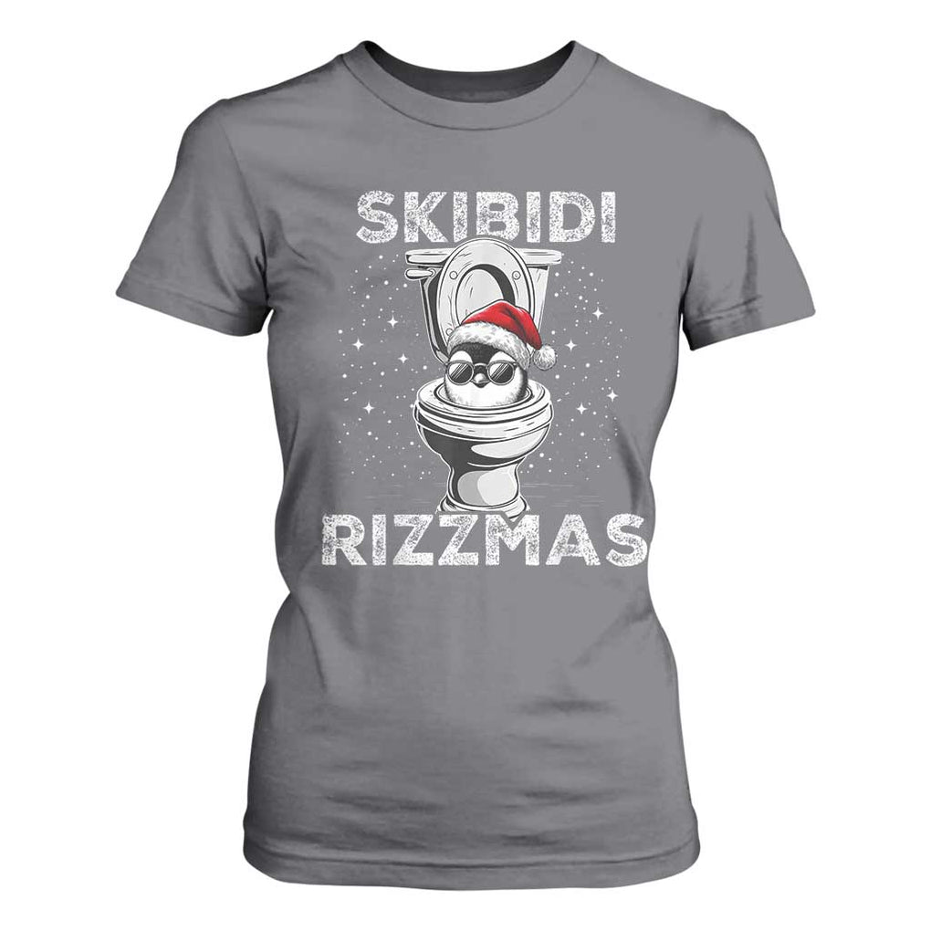Funny Christmas T Shirt For Women Skibidi Rizzmas Rizz Santa Toilet Penguin Kid Cool TS10 Charcoal Print Your Wear