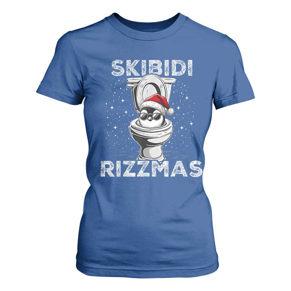 Funny Christmas T Shirt For Women Skibidi Rizzmas Rizz Santa Toilet Penguin Kid Cool TS10 Royal Blue Print Your Wear