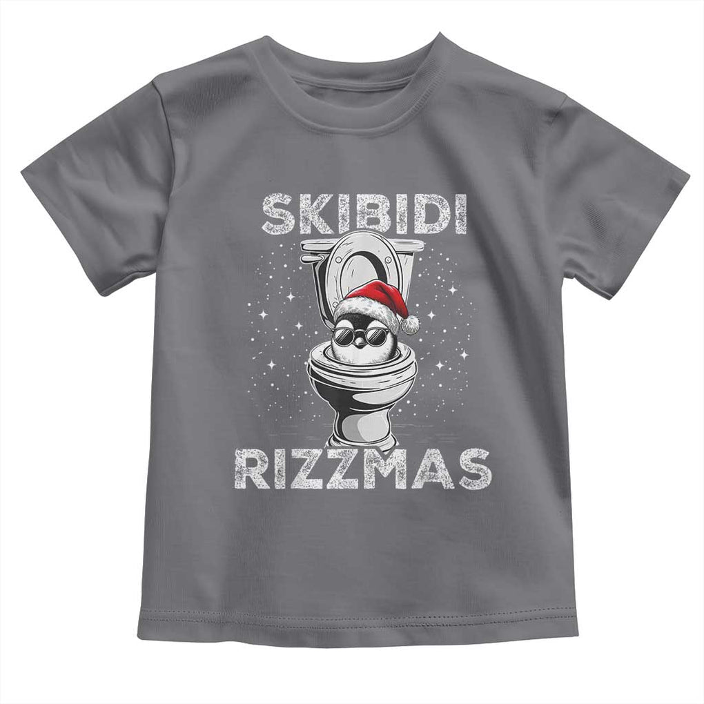 Funny Christmas Toddler T Shirt Skibidi Rizzmas Rizz Santa Toilet Penguin Kid Cool TS10 Charcoal Print Your Wear