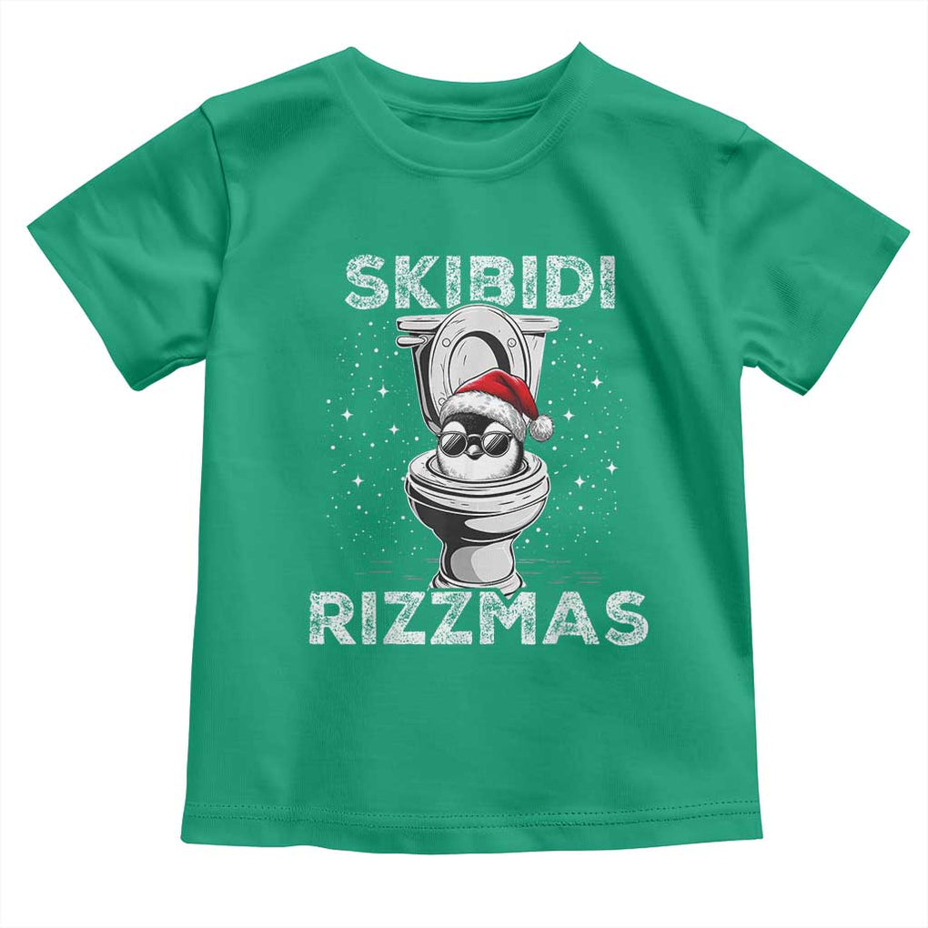 Funny Christmas Toddler T Shirt Skibidi Rizzmas Rizz Santa Toilet Penguin Kid Cool TS10 Irish Green Print Your Wear