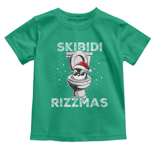 Funny Christmas Toddler T Shirt Skibidi Rizzmas Rizz Santa Toilet Penguin Kid Cool TS10 Irish Green Print Your Wear