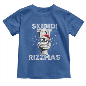 Funny Christmas Toddler T Shirt Skibidi Rizzmas Rizz Santa Toilet Penguin Kid Cool TS10 Royal Blue Print Your Wear