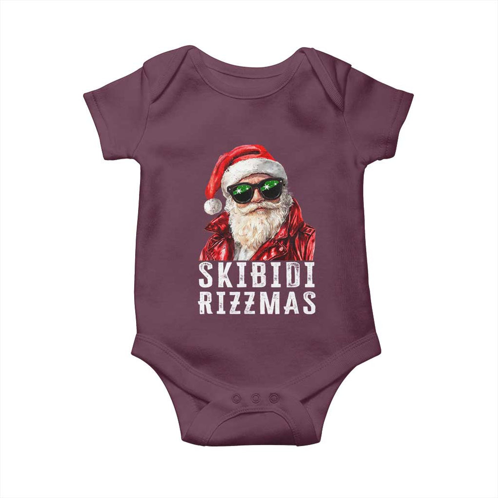 Funny Christmas Santa Baby Onesie Skibidi Rizzmas Christmas Rizz Santa Claus Charisma Kid Cool TS10 Maroon Print Your Wear