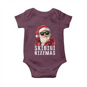 Funny Christmas Santa Baby Onesie Skibidi Rizzmas Christmas Rizz Santa Claus Charisma Kid Cool TS10 Maroon Print Your Wear
