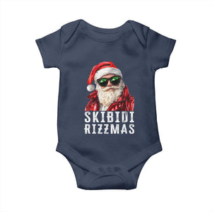 Funny Christmas Santa Baby Onesie Skibidi Rizzmas Christmas Rizz Santa Claus Charisma Kid Cool TS10 Navy Print Your Wear