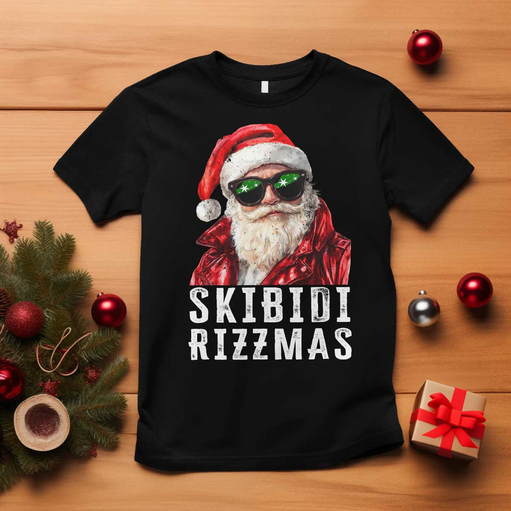 Funny Christmas Santa T Shirt Skibidi Rizzmas Christmas Rizz Santa Claus Charisma Kid Cool TS10 Black Print Your Wear