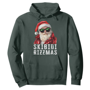 Funny Christmas Santa Hoodie Skibidi Rizzmas Christmas Rizz Santa Claus Charisma Kid Cool TS10 Dark Forest Green Print Your Wear