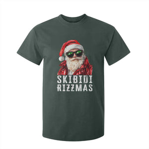 Funny Christmas Santa T Shirt For Kid Skibidi Rizzmas Christmas Rizz Santa Claus Charisma Kid Cool TS10 Dark Forest Green Print Your Wear