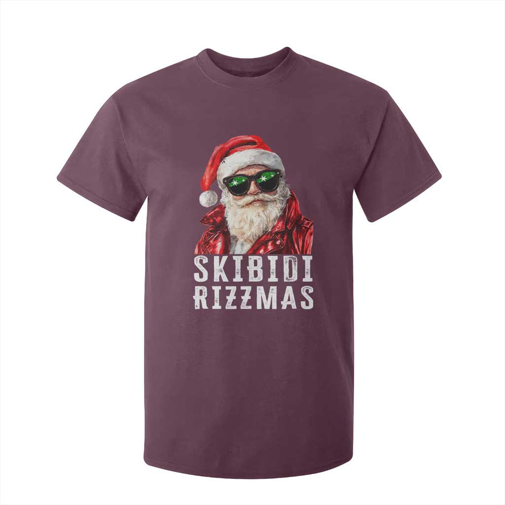 Funny Christmas Santa T Shirt For Kid Skibidi Rizzmas Christmas Rizz Santa Claus Charisma Kid Cool TS10 Maroon Print Your Wear