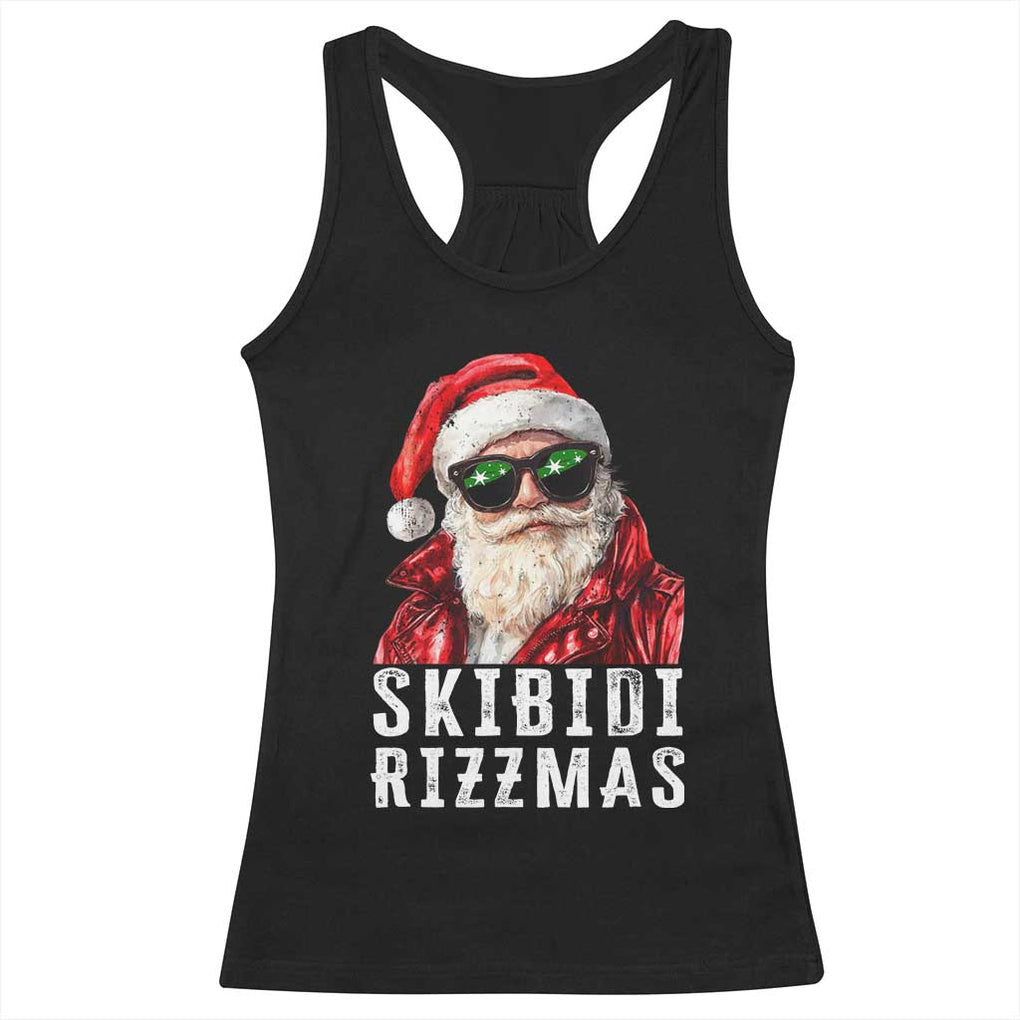 Funny Christmas Santa Racerback Tank Top Skibidi Rizzmas Christmas Rizz Santa Claus Charisma Kid Cool TS10 Black Print Your Wear