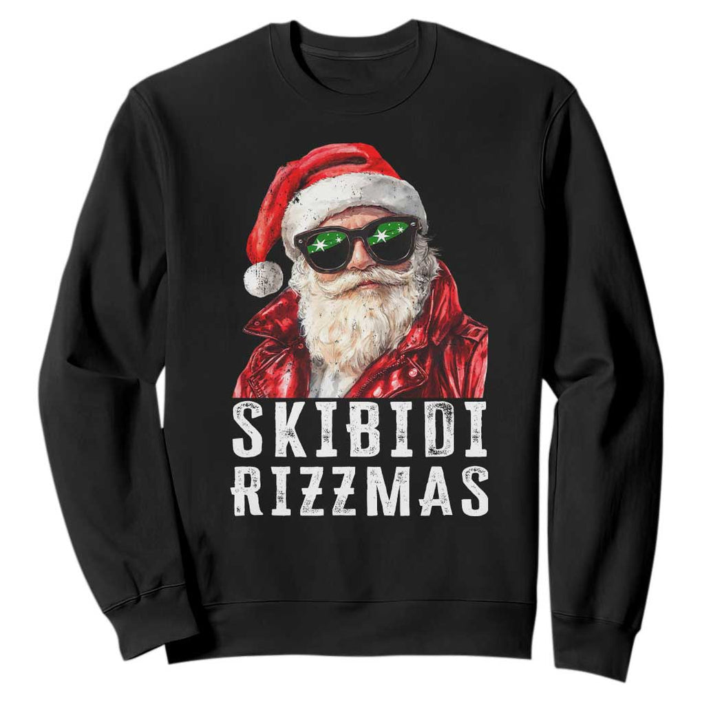 Funny Christmas Santa Sweatshirt Skibidi Rizzmas Christmas Rizz Santa Claus Charisma Kid Cool TS10 Black Print Your Wear