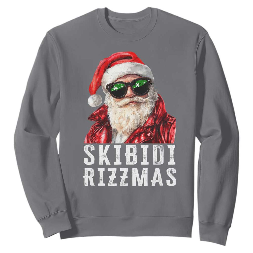 Funny Christmas Santa Sweatshirt Skibidi Rizzmas Christmas Rizz Santa Claus Charisma Kid Cool TS10 Charcoal Print Your Wear