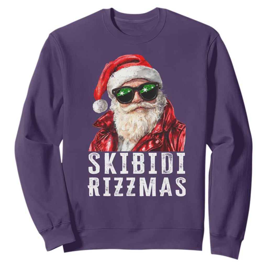 Funny Christmas Santa Sweatshirt Skibidi Rizzmas Christmas Rizz Santa Claus Charisma Kid Cool TS10 Purple Print Your Wear