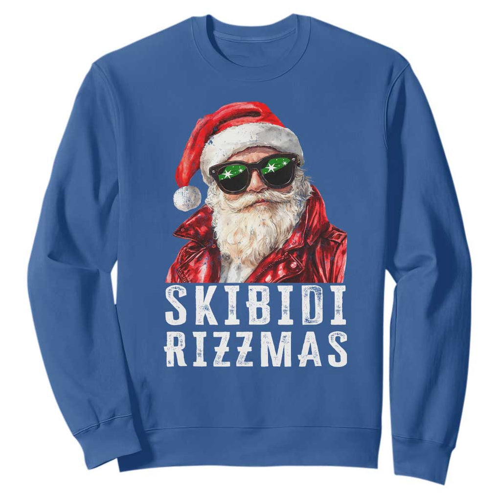 Funny Christmas Santa Sweatshirt Skibidi Rizzmas Christmas Rizz Santa Claus Charisma Kid Cool TS10 Royal Blue Print Your Wear
