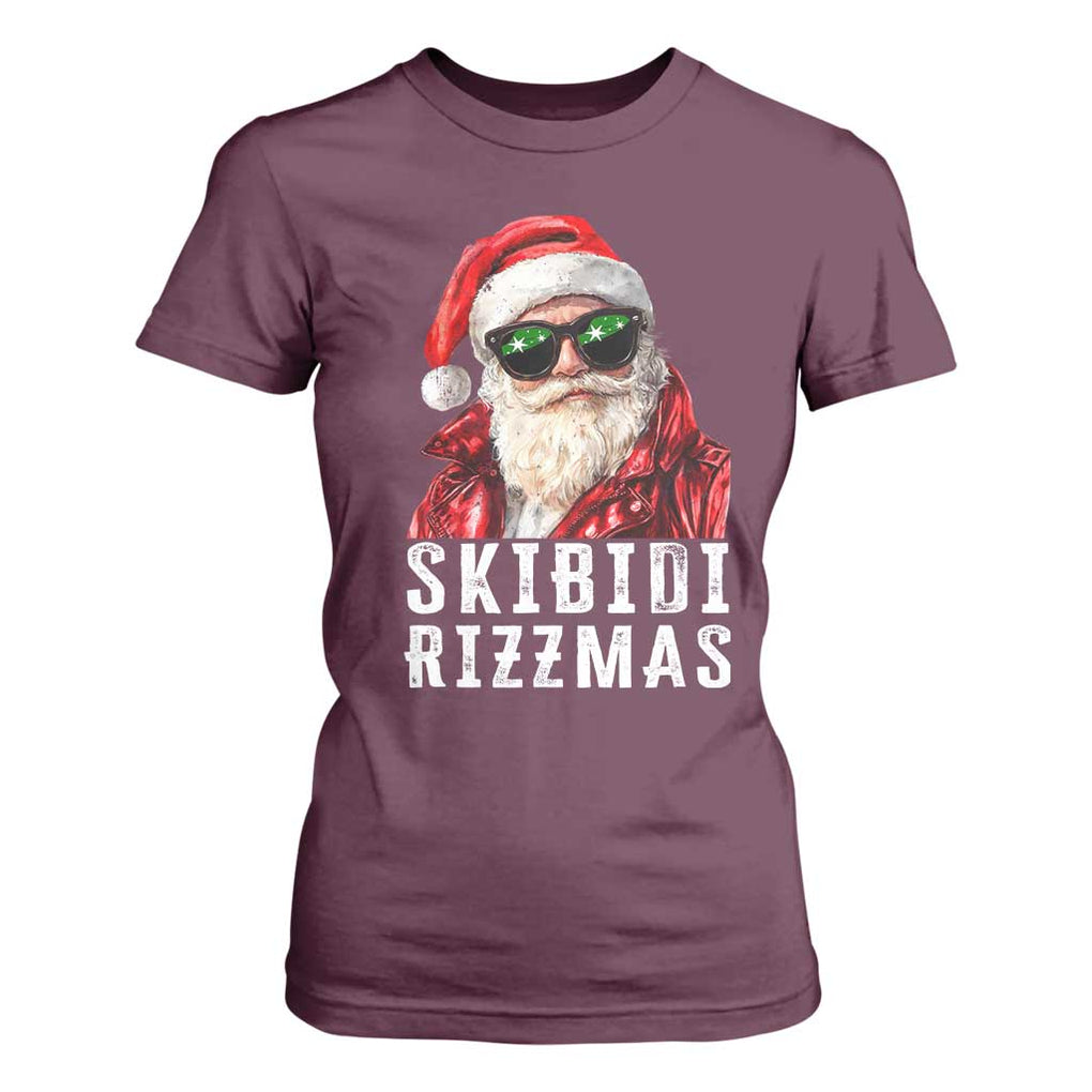 Funny Christmas Santa T Shirt For Women Skibidi Rizzmas Christmas Rizz Santa Claus Charisma Kid Cool TS10 Maroon Print Your Wear