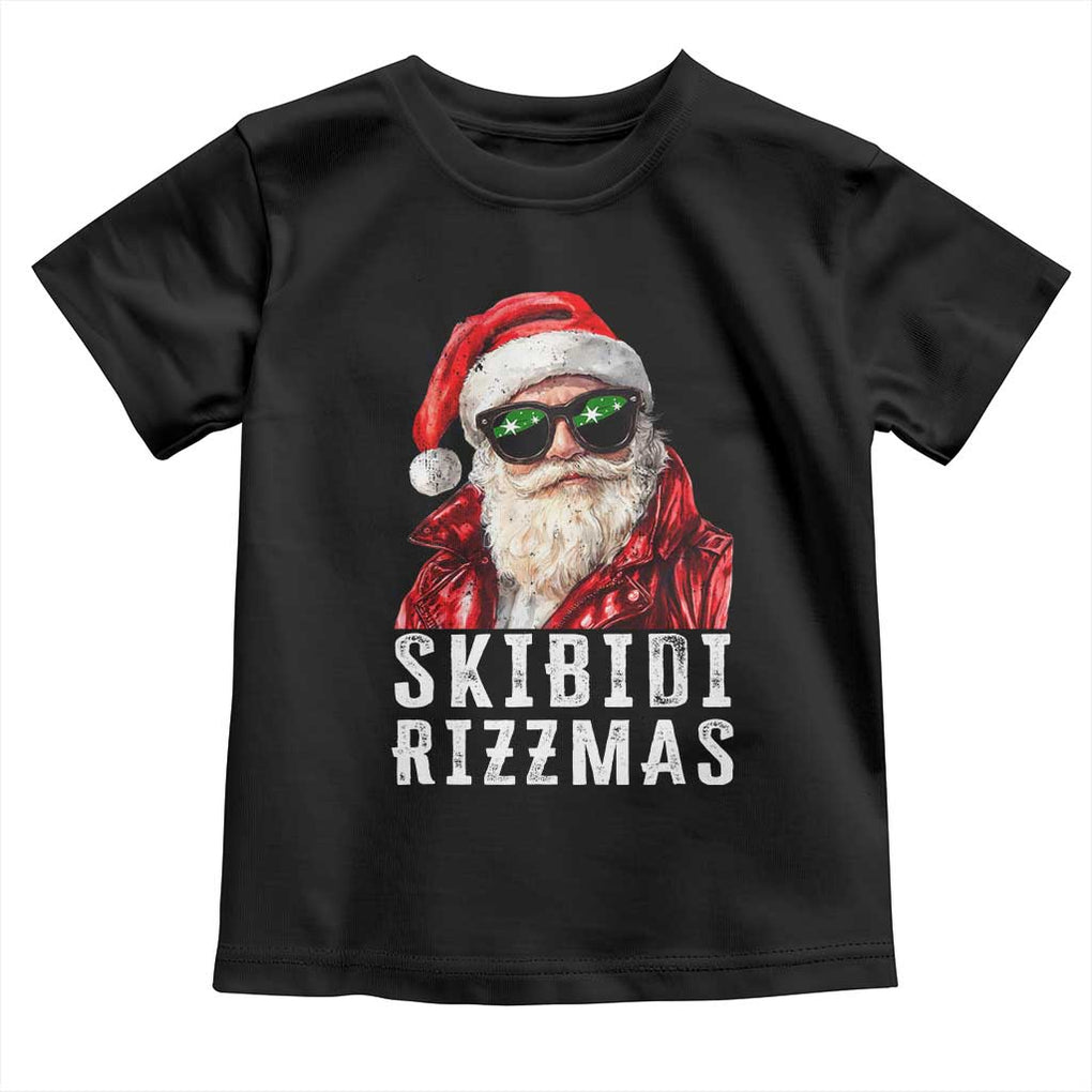 Funny Christmas Santa Toddler T Shirt Skibidi Rizzmas Christmas Rizz Santa Claus Charisma Kid Cool TS10 Black Print Your Wear