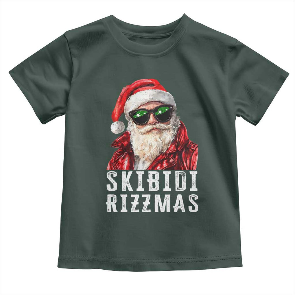 Funny Christmas Santa Toddler T Shirt Skibidi Rizzmas Christmas Rizz Santa Claus Charisma Kid Cool TS10 Dark Forest Green Print Your Wear