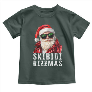 Funny Christmas Santa Toddler T Shirt Skibidi Rizzmas Christmas Rizz Santa Claus Charisma Kid Cool TS10 Dark Forest Green Print Your Wear