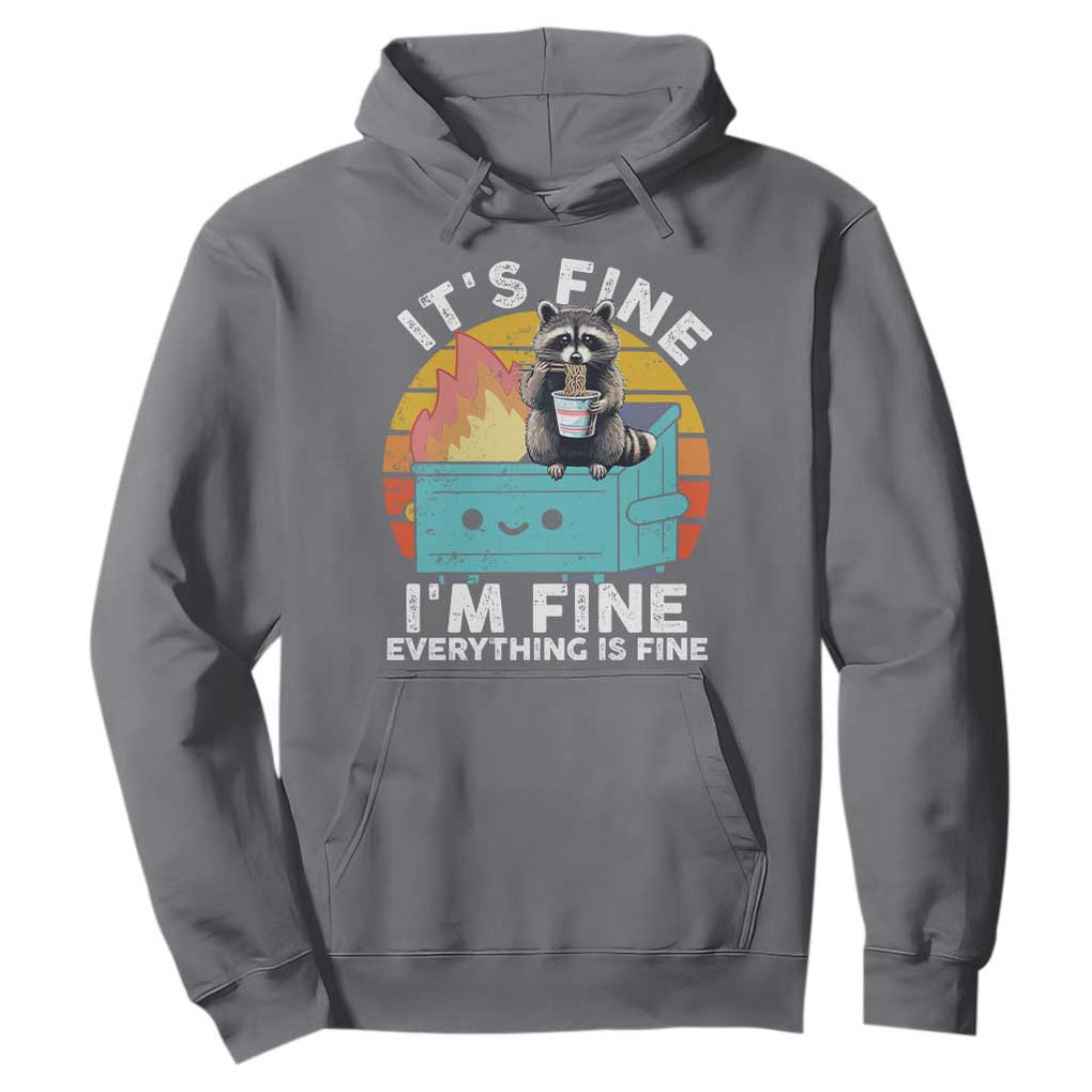 Funny Racoon Hoodie Eating Instant Noodle Cup Dumpster Fire Everything Is Fine Meme TS10 Charcoal Print Your Wear