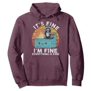Funny Racoon Hoodie Eating Instant Noodle Cup Dumpster Fire Everything Is Fine Meme TS10 Maroon Print Your Wear