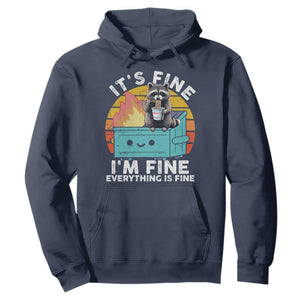 Funny Racoon Hoodie Eating Instant Noodle Cup Dumpster Fire Everything Is Fine Meme TS10 Navy Print Your Wear