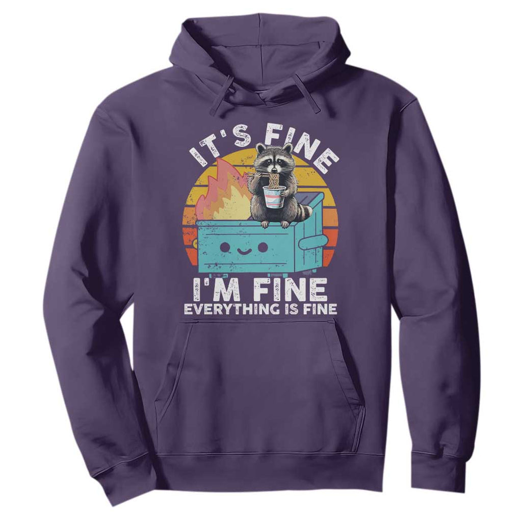 Funny Racoon Hoodie Eating Instant Noodle Cup Dumpster Fire Everything Is Fine Meme TS10 Purple Print Your Wear