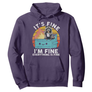 Funny Racoon Hoodie Eating Instant Noodle Cup Dumpster Fire Everything Is Fine Meme TS10 Purple Print Your Wear