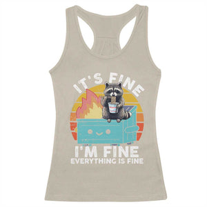 Funny Racoon Racerback Tank Top Eating Instant Noodle Cup Dumpster Fire Everything Is Fine Meme TS10 Sand Print Your Wear
