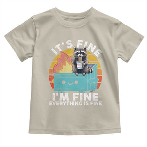 Funny Racoon Toddler T Shirt Eating Instant Noodle Cup Dumpster Fire Everything Is Fine Meme TS10 Sand Print Your Wear