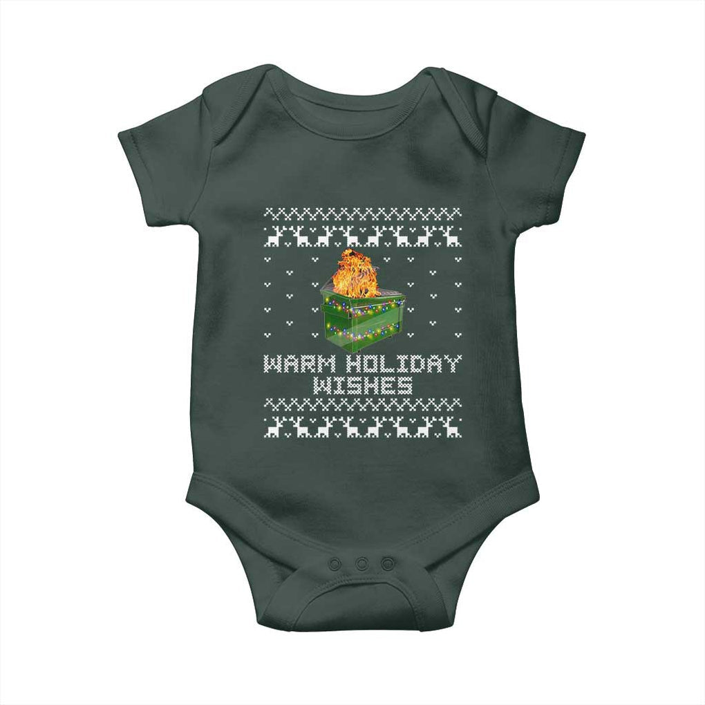 Funny Christmas Baby Onesie Warm Holiday Wishes Dumpster Fire Ugly Christmas TS10 Print Your Wear