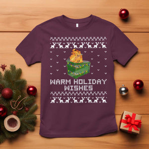 Funny Christmas T Shirt Warm Holiday Wishes Dumpster Fire Ugly Christmas TS10 Maroon Print Your Wear
