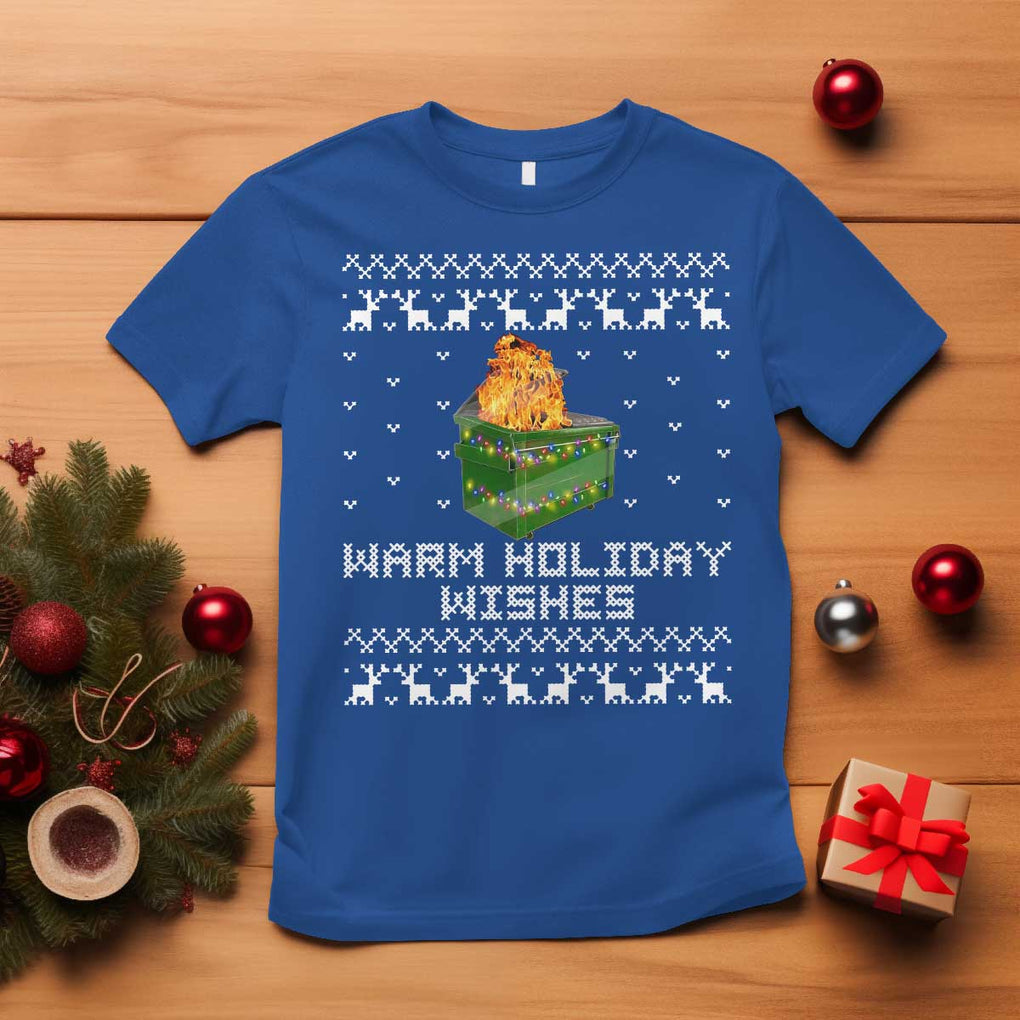 Funny Christmas T Shirt Warm Holiday Wishes Dumpster Fire Ugly Christmas TS10 Royal Blue Print Your Wear