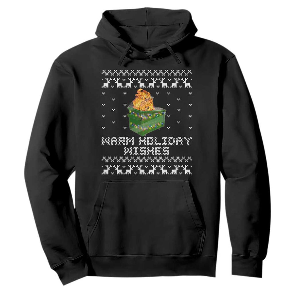 Funny Christmas Hoodie Warm Holiday Wishes Dumpster Fire Ugly Christmas TS10 Black Print Your Wear