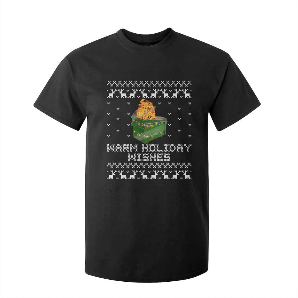 Funny Christmas T Shirt For Kid Warm Holiday Wishes Dumpster Fire Ugly Christmas TS10 Black Print Your Wear