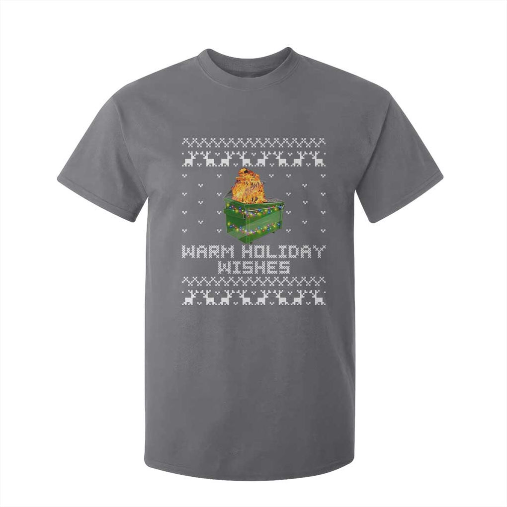 Funny Christmas T Shirt For Kid Warm Holiday Wishes Dumpster Fire Ugly Christmas TS10 Charcoal Print Your Wear