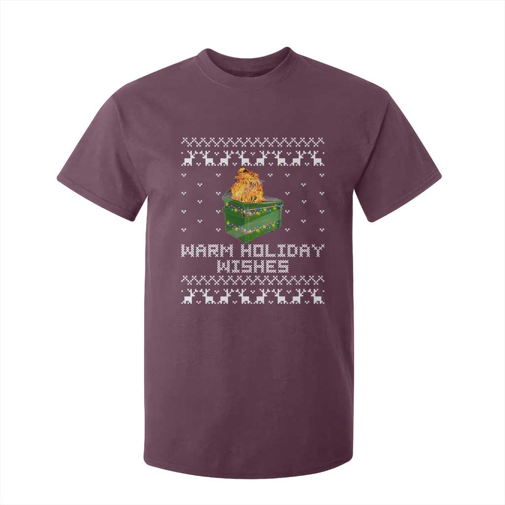 Funny Christmas T Shirt For Kid Warm Holiday Wishes Dumpster Fire Ugly Christmas TS10 Maroon Print Your Wear